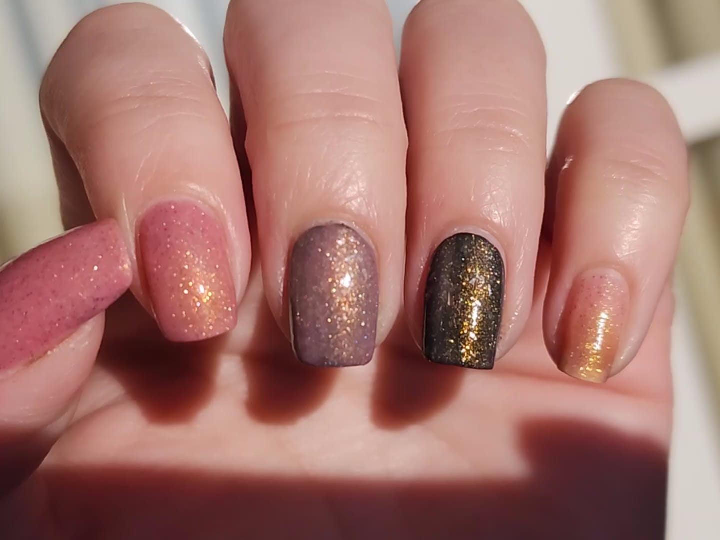 Sakura Drops - pink 'Raindrops' microflakies & gold OG UP sibling shimmer