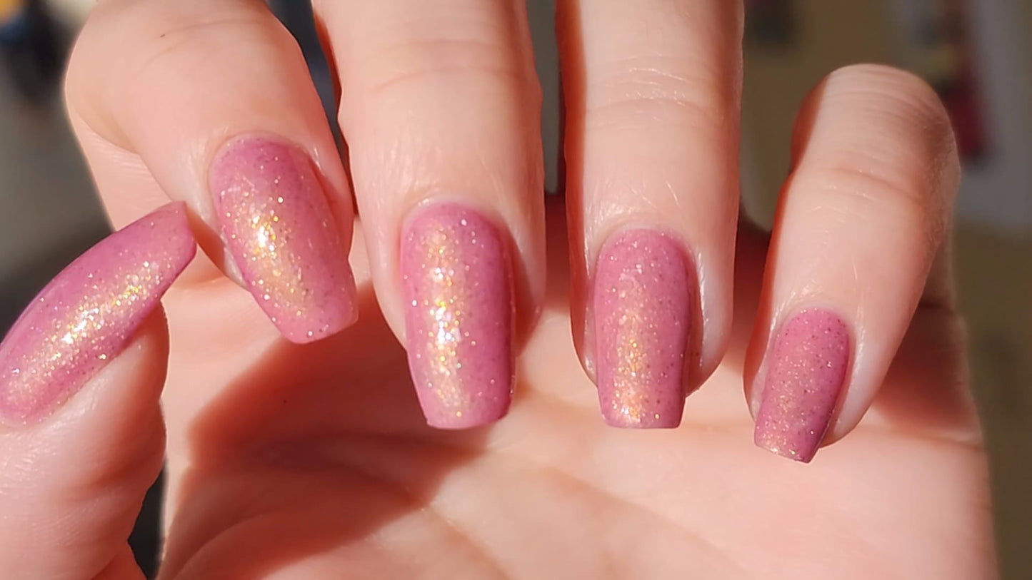 Sakura Drops - pink 'Raindrops' microflakies & gold OG UP sibling shimmer