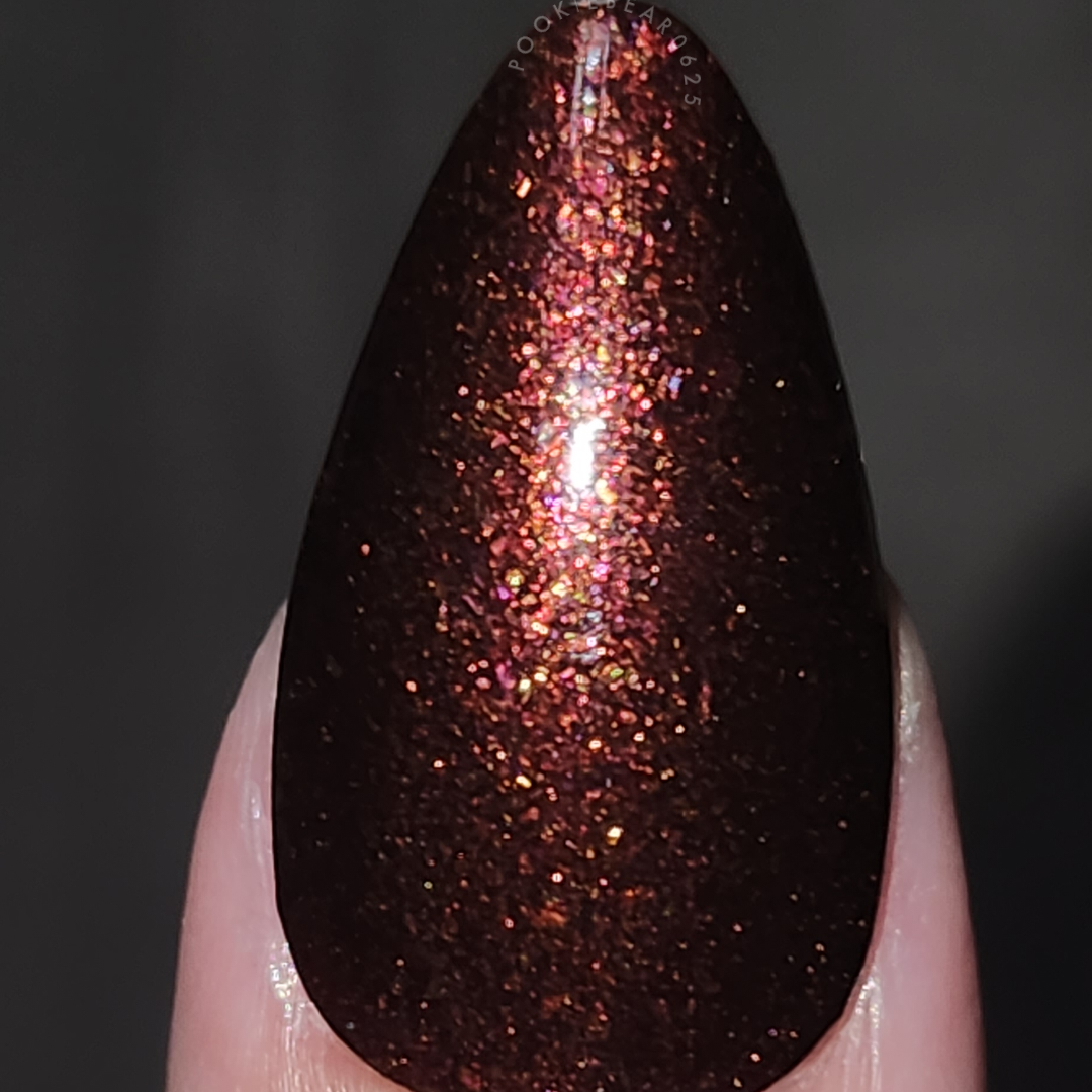 Splintered Sunlight - brown/deep maroon base - shimmer mix (w/ Auroras) - glow in the dark - matte