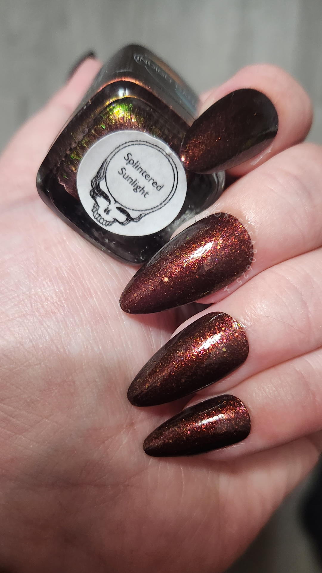 Splintered Sunlight - brown/deep maroon base - shimmer mix (w/ Auroras) - glow in the dark - matte