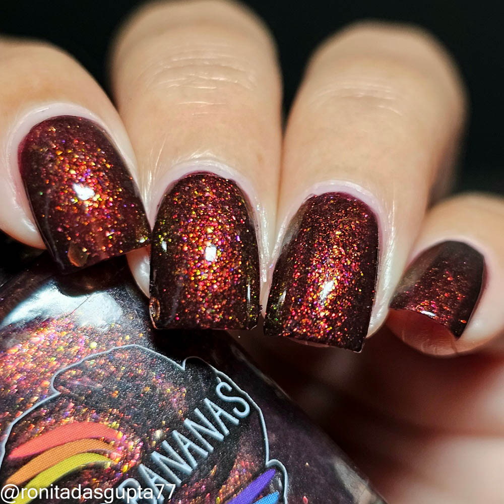 Splintered Sunlight - brown/deep maroon base - shimmer mix (w/ Auroras) - glow in the dark - matte