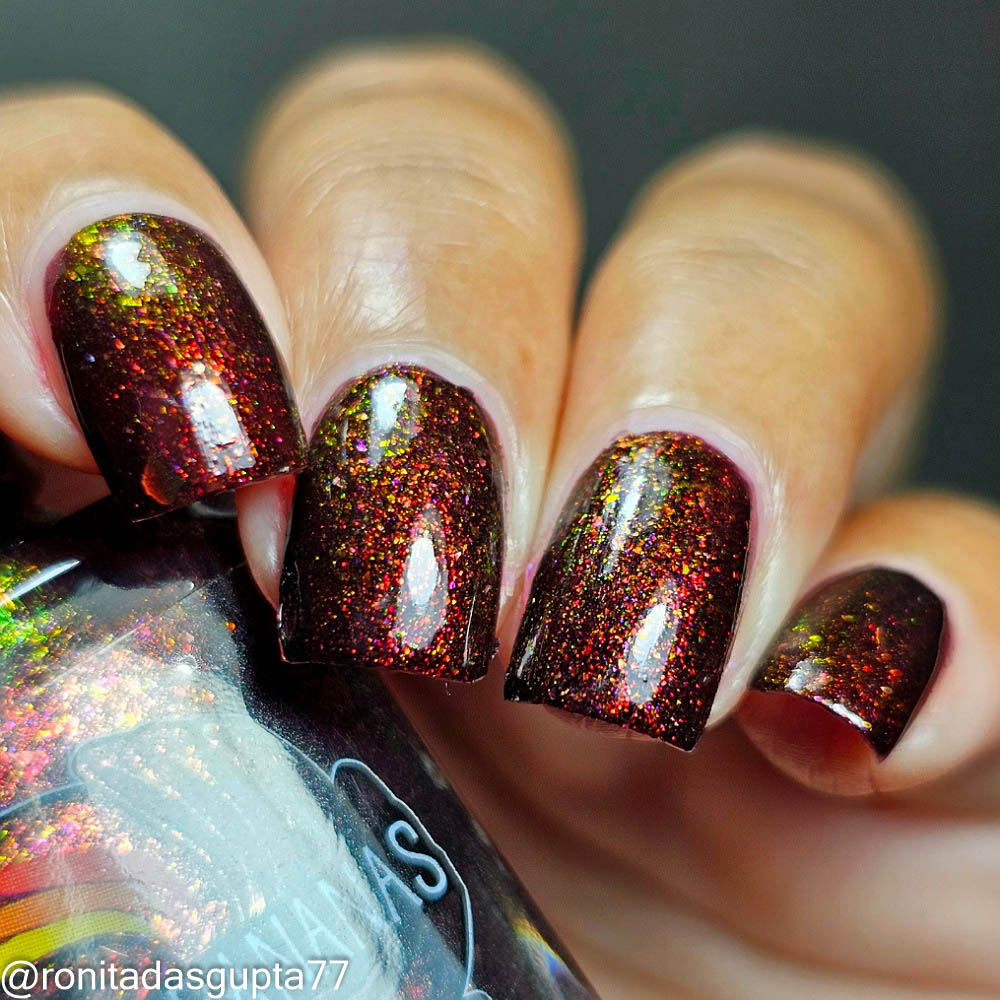 Splintered Sunlight - brown/deep maroon base - shimmer mix (w/ Auroras) - glow in the dark - matte