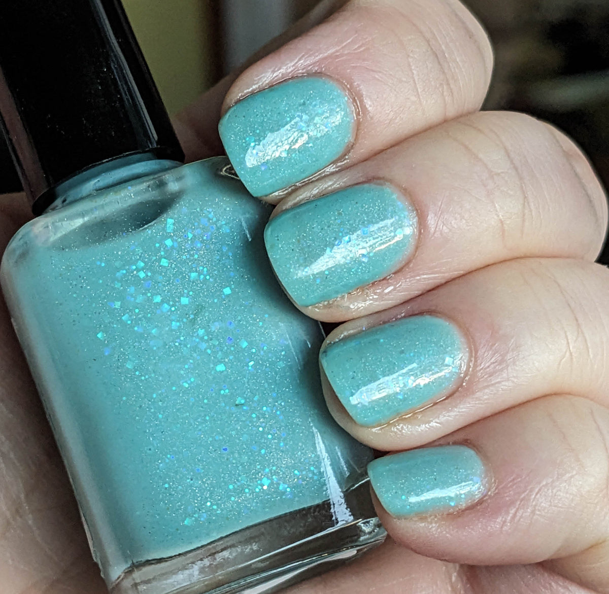 Sea Country - aquamarine jelly & holo & iridescent glitter - March 2024 Polished Jewel Society custom