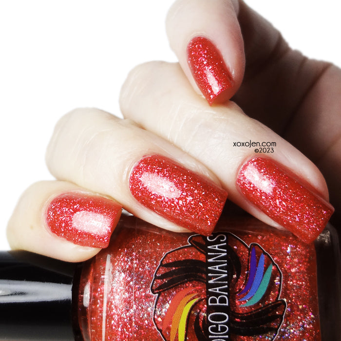 Tequila Sunset - coral/red-orange holo flakie