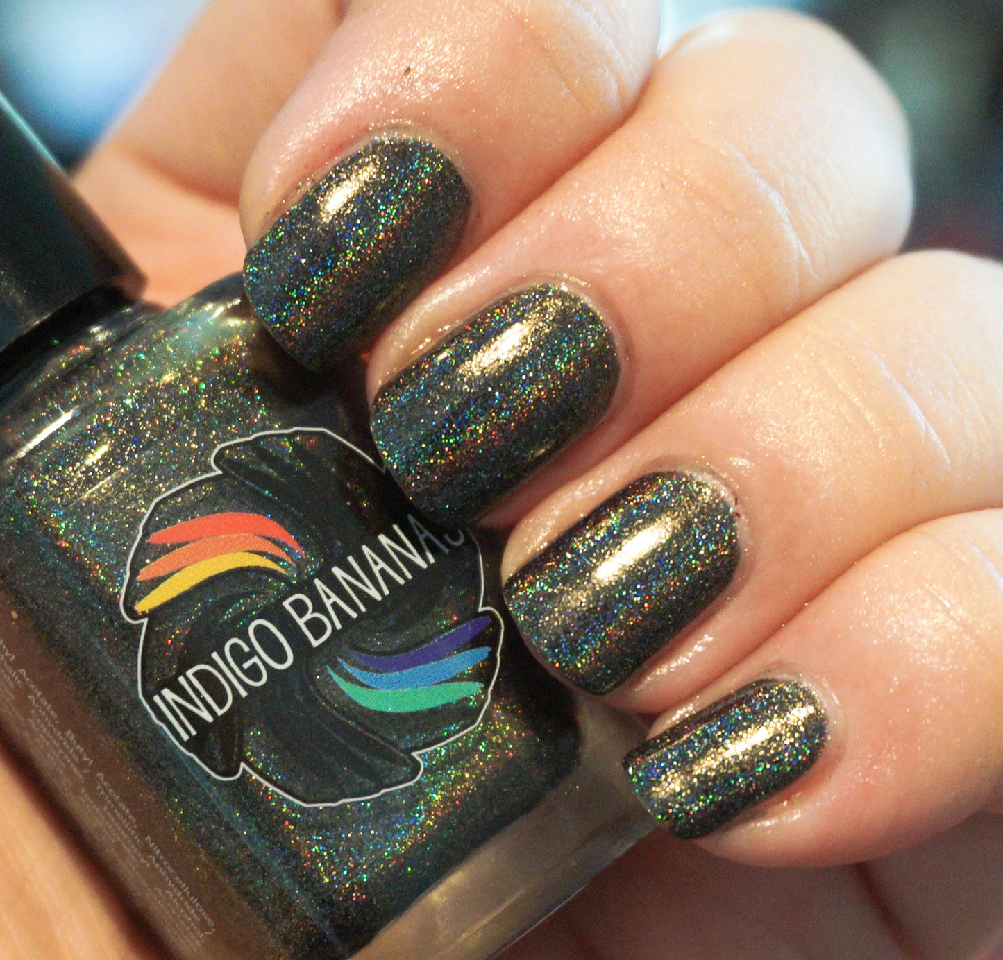 Olive Time & Space - olive / dark green linear holographic