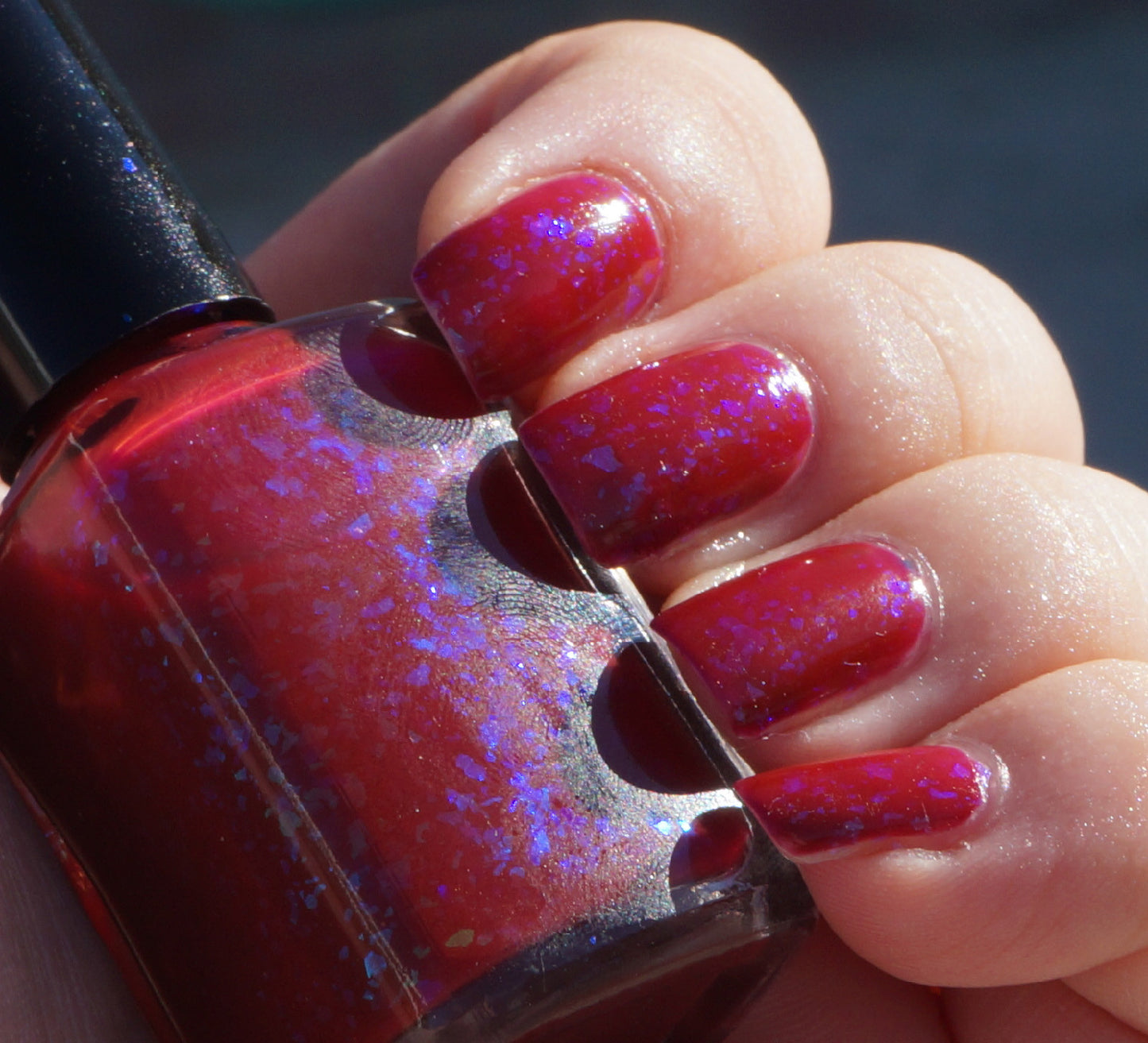 Grave Importance - OG UP sibling - blood red w/ aqua/blue colorshifting flakies