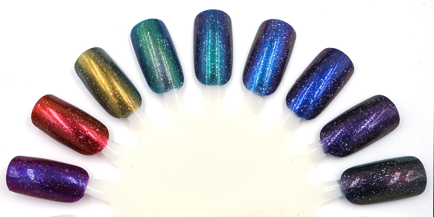 Nature of Your Reality - teal/bright green-blue multichrome linear holographic w/ flakies