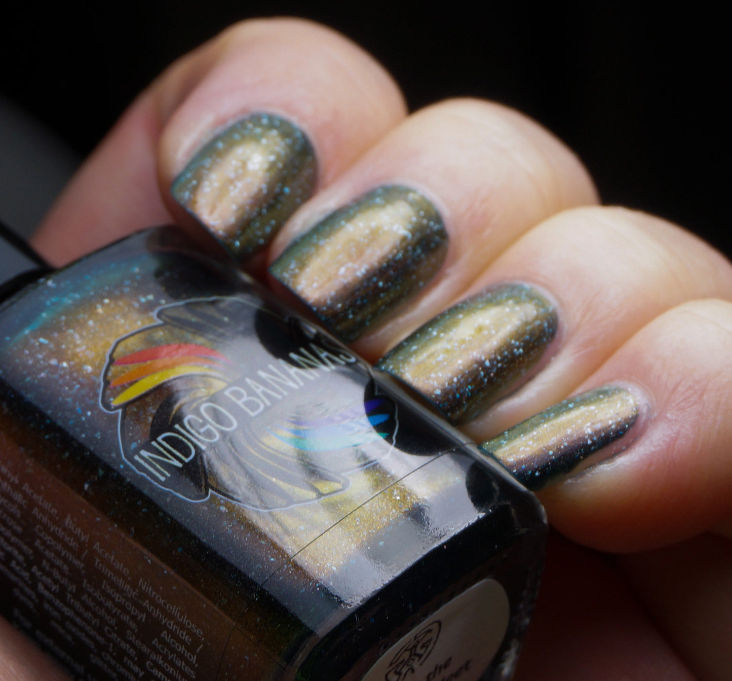 Where the Mountains Meet the Sea - brown/plum/inky blue multichrome linear holographic w/ flakies