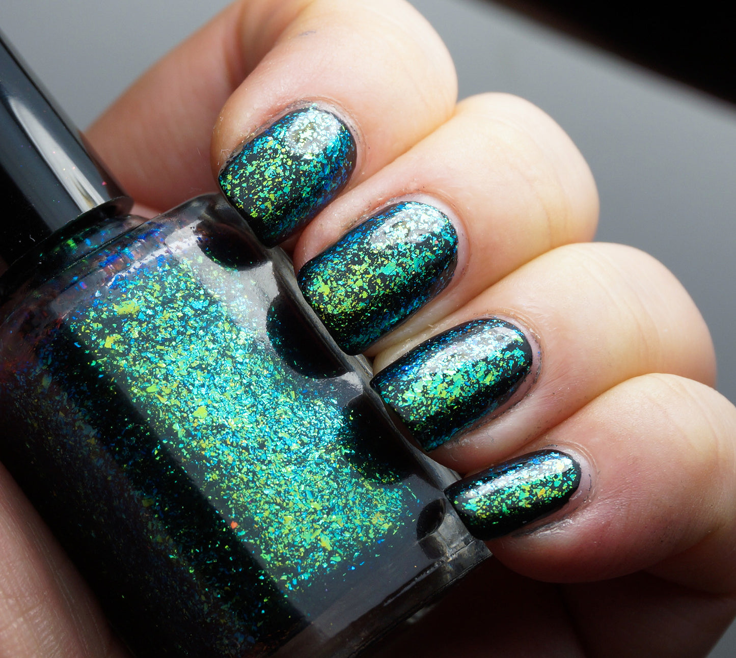 A Field Trip with Butterflies - green/teal/blue mega chrome flakie