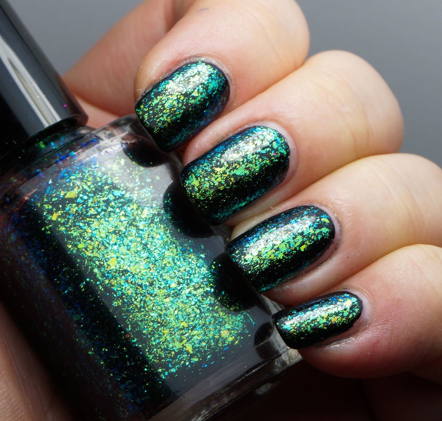 A Field Trip with Butterflies - green/teal/blue mega chrome flakie