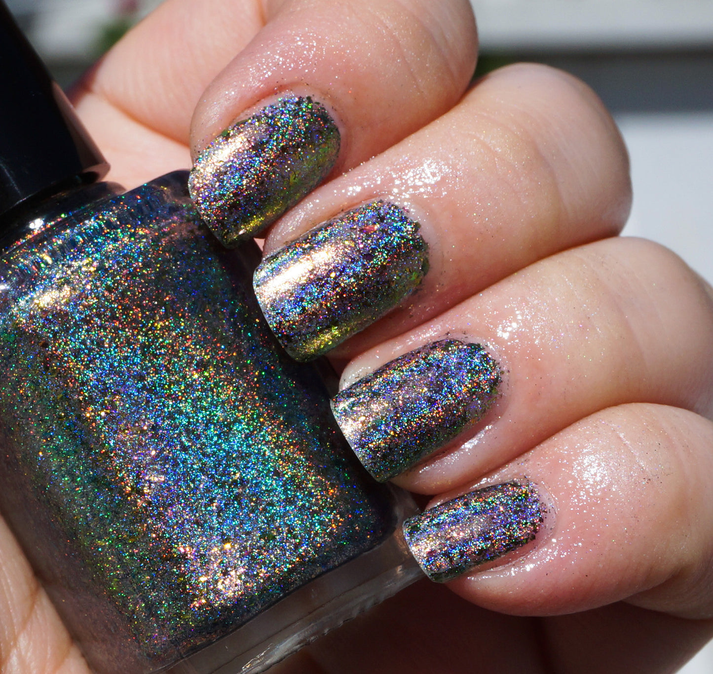 Color of the Fire (HOLO) - coral-orange/gold/green/blue mega chrome flakie