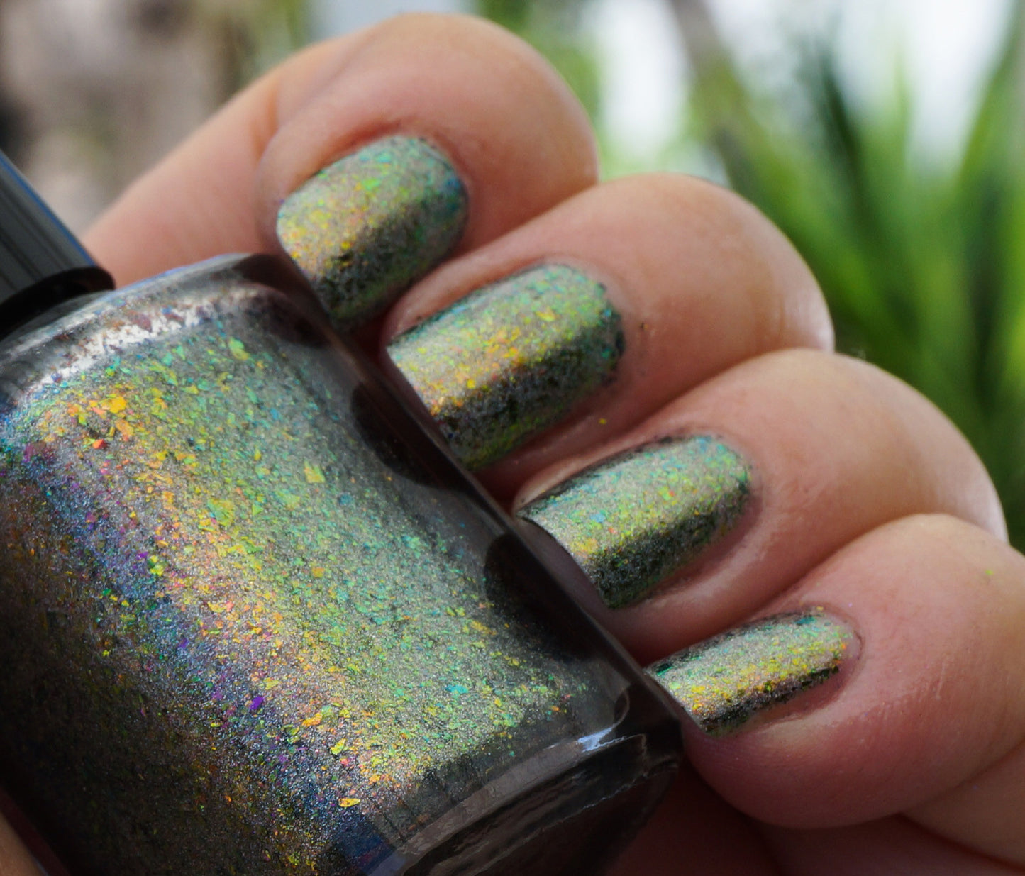 Color of the Fire (HOLO) - coral-orange/gold/green/blue mega chrome flakie