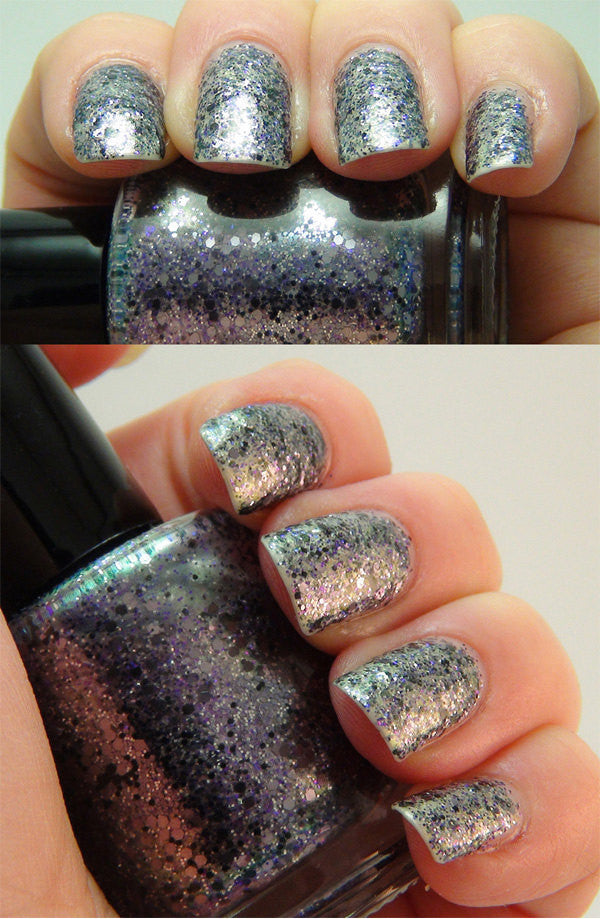 Rez - grey & black glitter, purple duochrome base