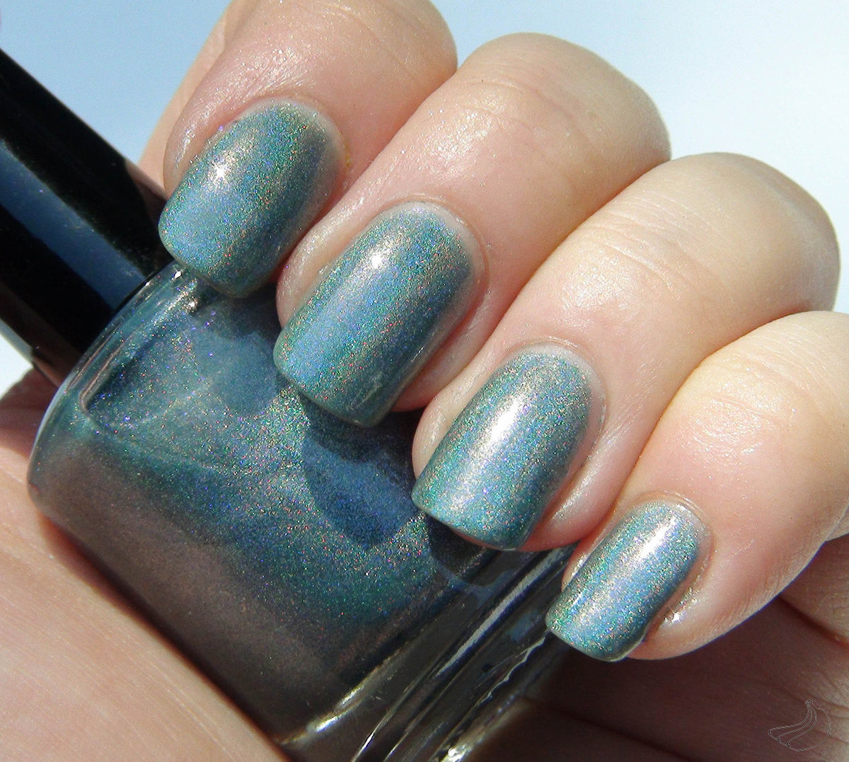 Alcatraz - seafoam/dusty mint green linear holo with purple shimmer DISCONTINUED