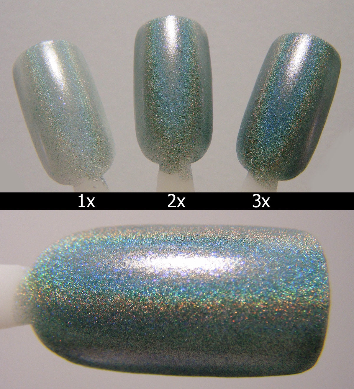 Alcatraz - seafoam/dusty mint green linear holo with purple shimmer DISCONTINUED