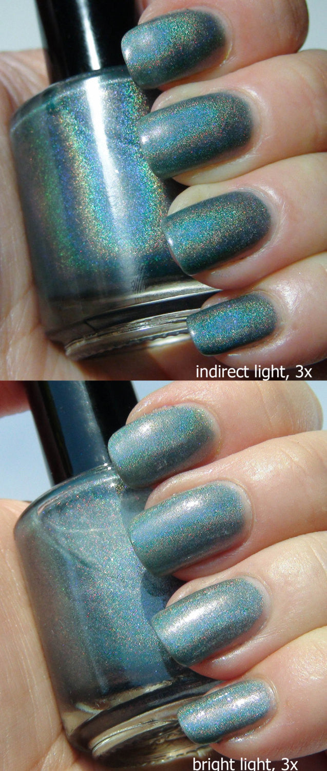 Alcatraz - seafoam/dusty mint green linear holo with purple shimmer DISCONTINUED