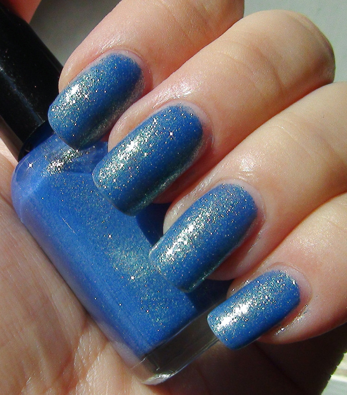 Great Scott! - blue w/ gold glass fleck shimmer - GLOWS blue