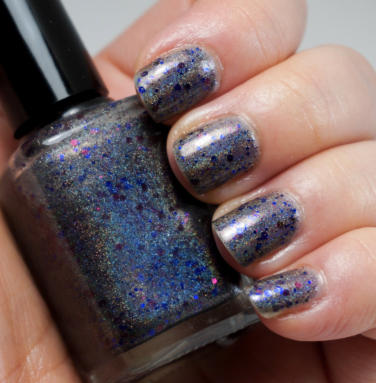 You Get Nothing! - grey/black linear holographic & glitter