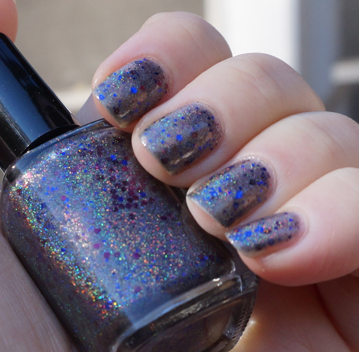 You Get Nothing! - grey/black linear holographic & glitter